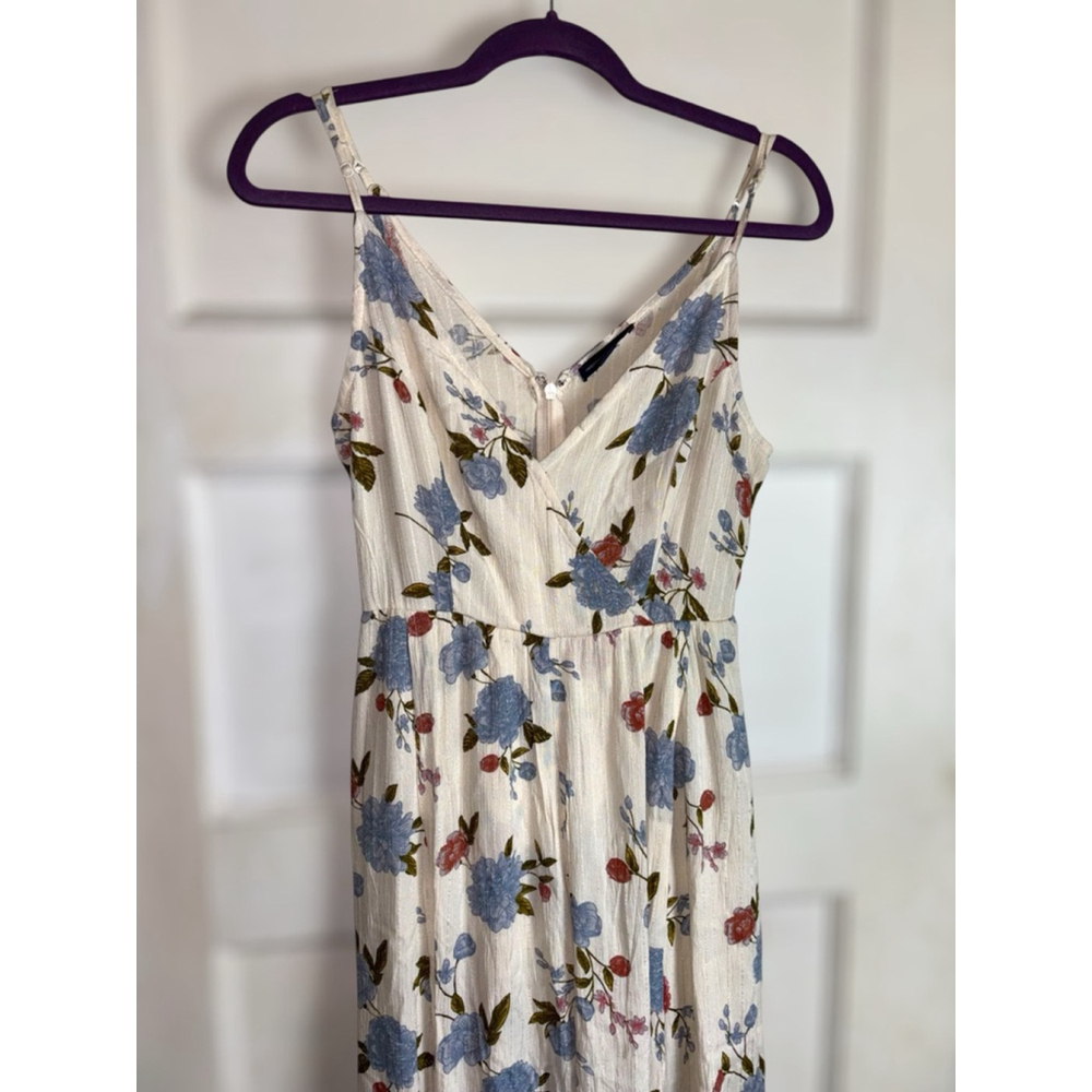 American Eagle Outfitters Women's Size 2 Ivory Floral V-Neck Adjustable Jumpsuit - Picture 9 of 16